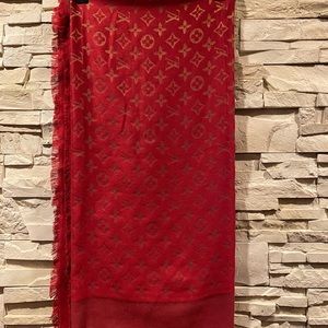 Louis Vuitton scarf red and gold large